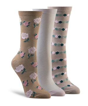 Denver Hayes Women's 3 Pack Bamboo Crew Cut Socks