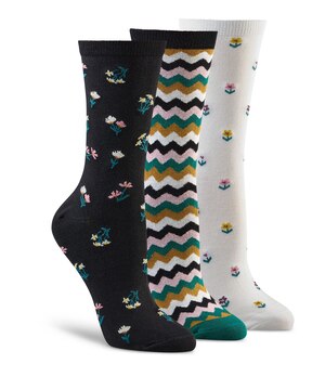 Denver Hayes Women's 3 Pack Bamboo Crew Cut Socks
