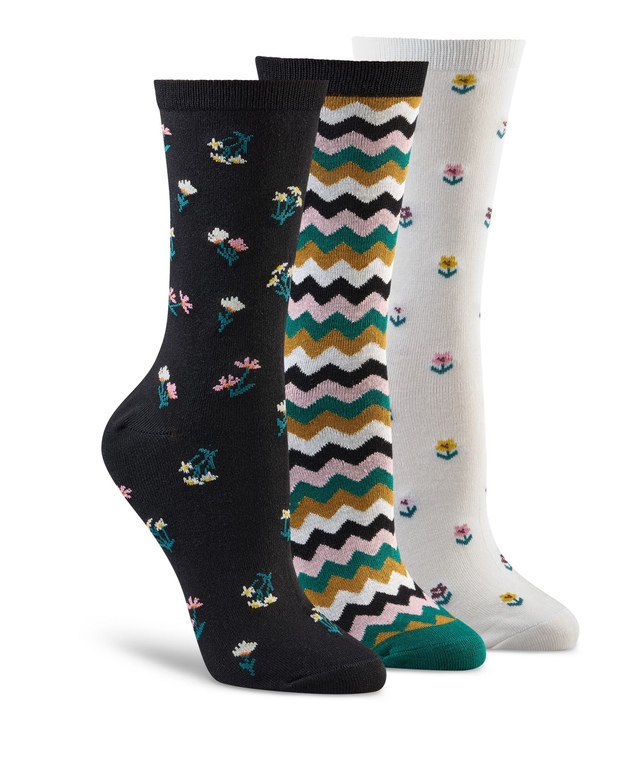 Denver Hayes Women's 3 Pack Bamboo Crew Cut Socks