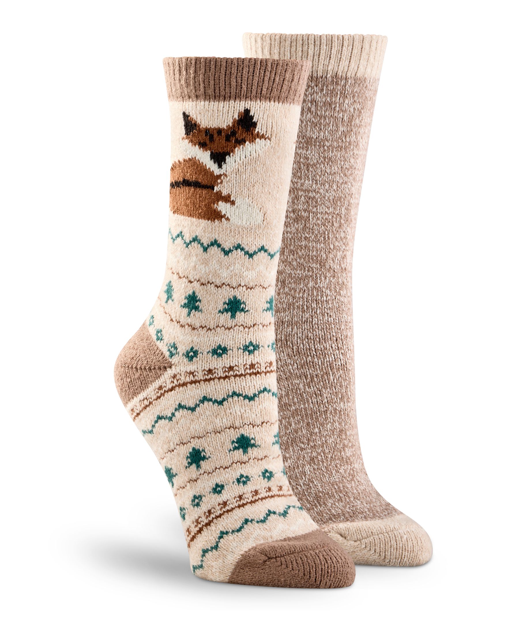 Mi-chaussettes ultradouces à motif de renard pour femmes, Denver Hayes, paquet de 2&nbsp;paires