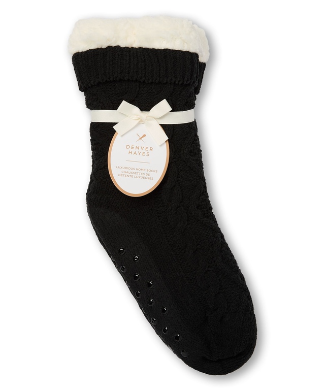 Denver Hayes Women's Chenille Short Lounge Sherpa Lined Socks Marks