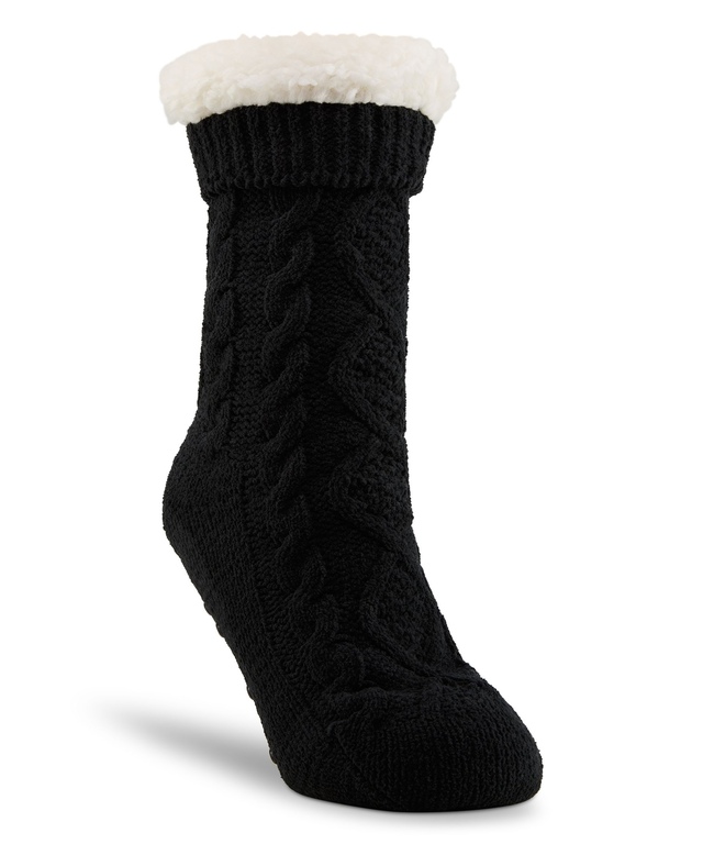 Denver Hayes Women's Chenille Short Lounge Sherpa Lined Socks Marks