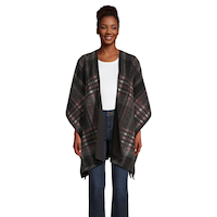 Châle réversible en molleton polaire à carreaux et de couleur unie, Denver Hayes Front_Flat