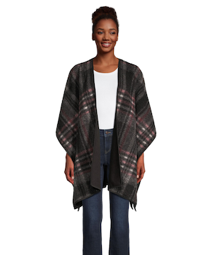 Châle réversible en molleton polaire à carreaux et de couleur unie, Denver Hayes