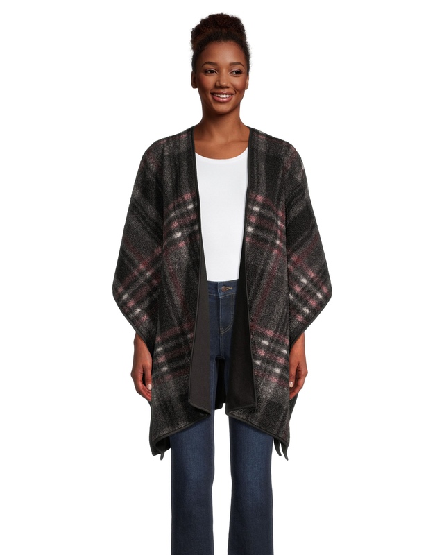 Châle réversible en molleton polaire à carreaux et de couleur unie, Denver Hayes