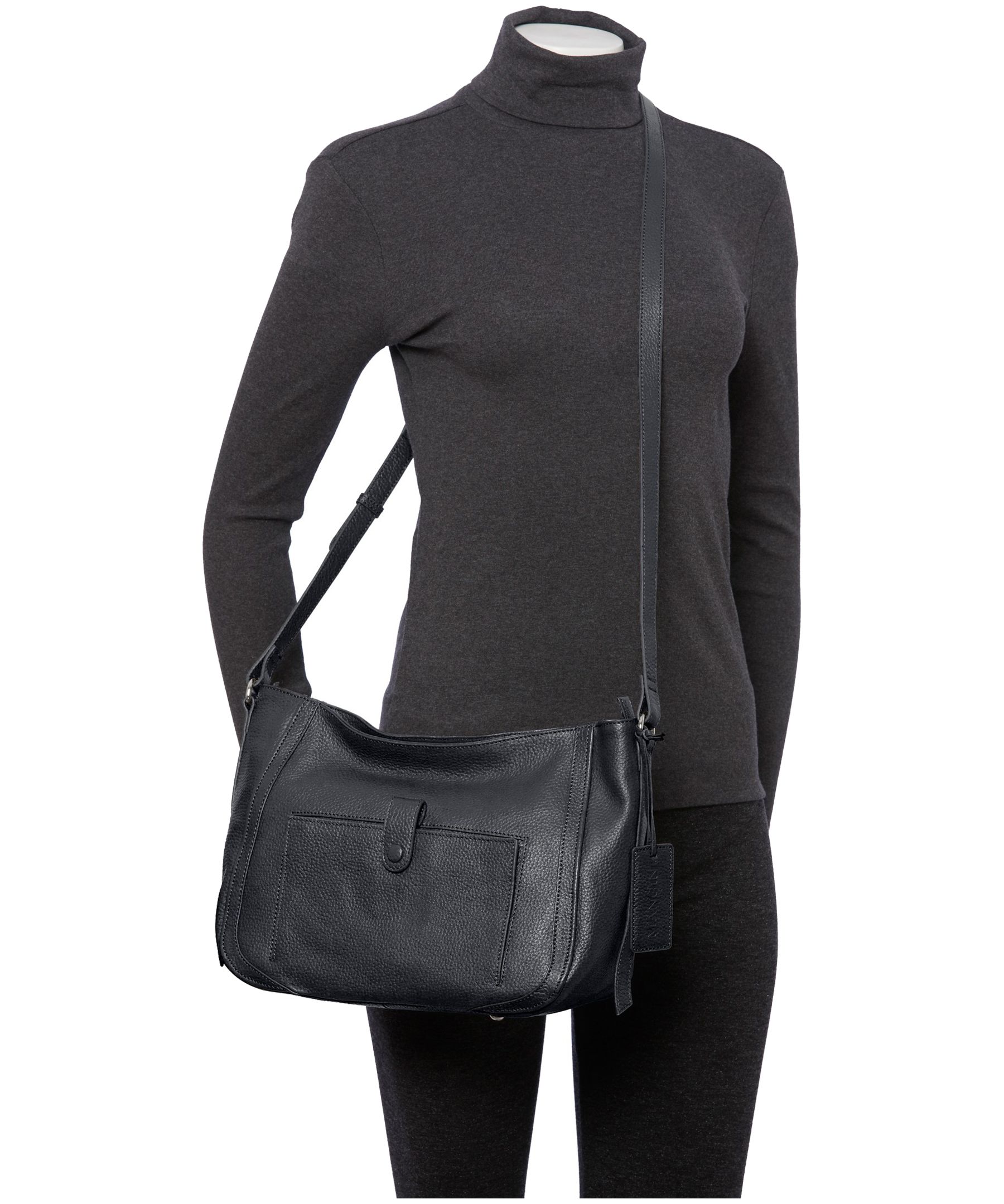 Sac à bandoulière en cuir maroquiné pour femmes, Sophia, Mancini Leather Goods