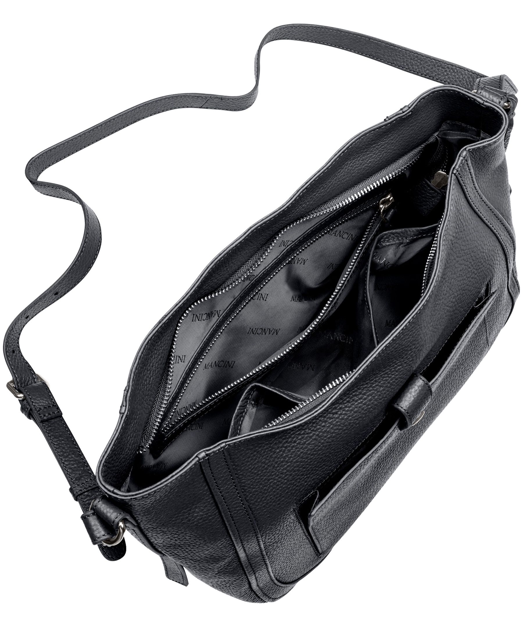 Sac à bandoulière en cuir maroquiné pour femmes, Sophia, Mancini Leather Goods