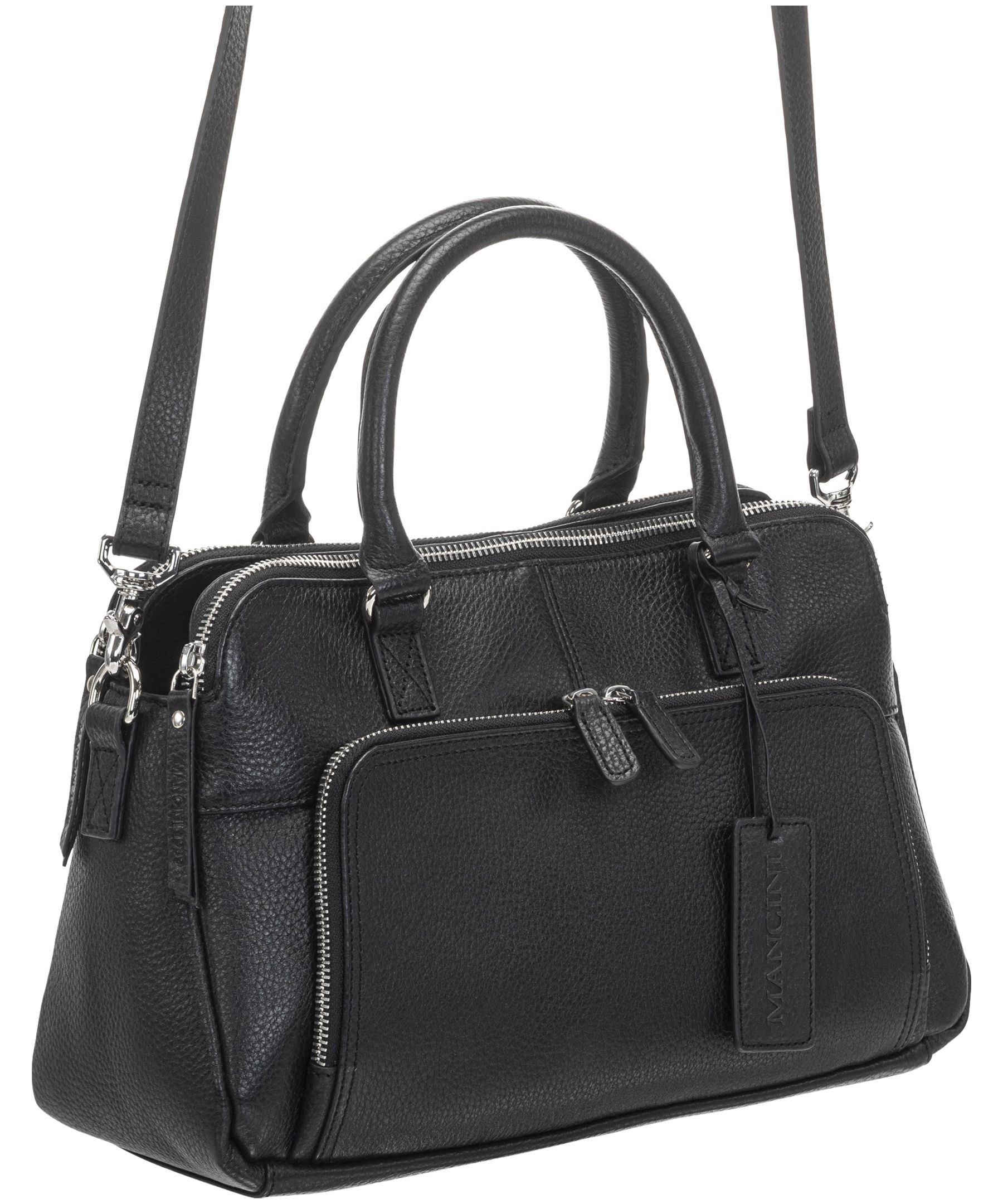 Mancini Leather Goods Women's Pebbled Jennifer Satchel Bag