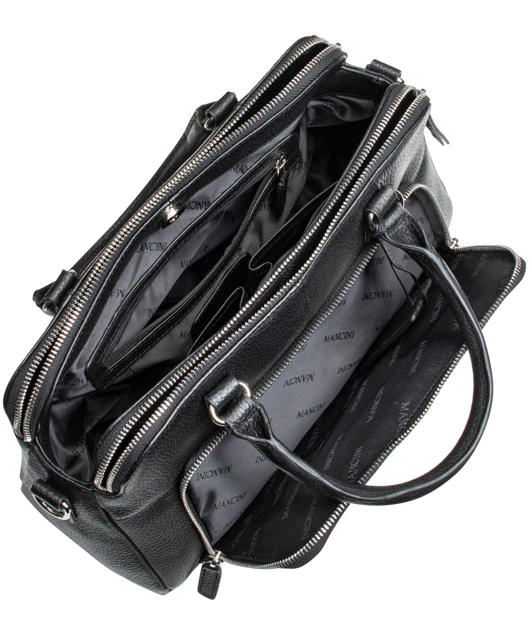 Mancini Leather Goods Women's Pebbled Jennifer Satchel Bag