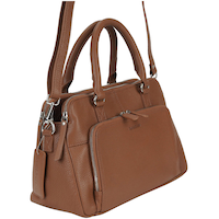 Mancini Leather Goods Women's Pebbled Jennifer Satchel Bag