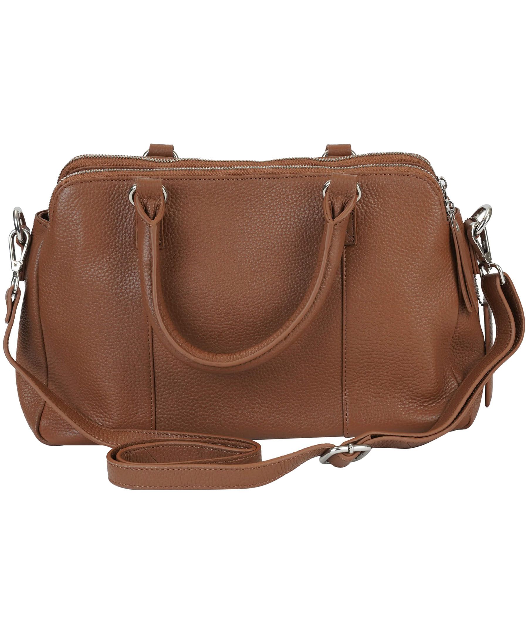 Mancini Leather Goods Women's Pebbled Jennifer Satchel Bag