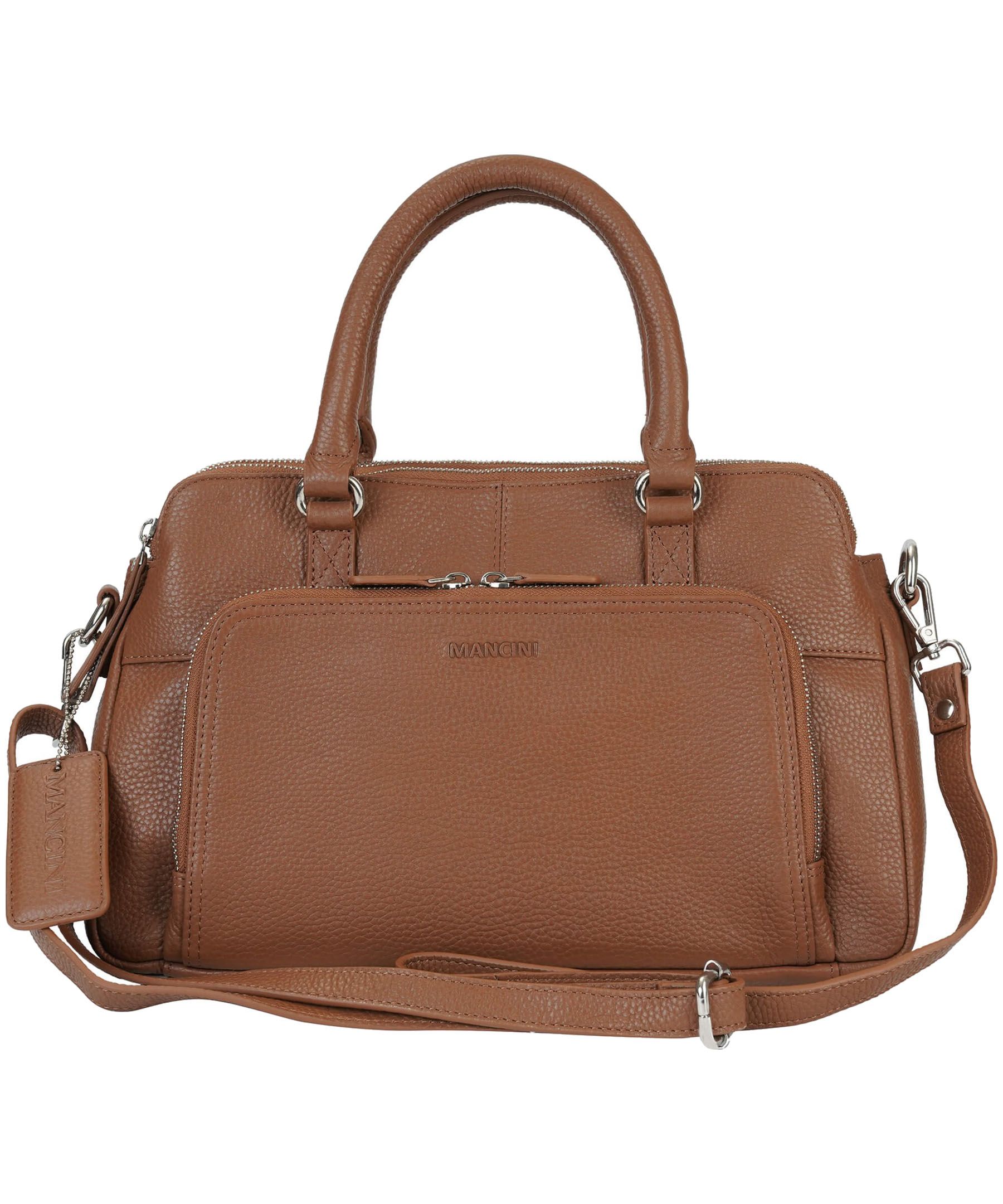 Mancini Leather Goods Women's Pebbled Jennifer Satchel Bag