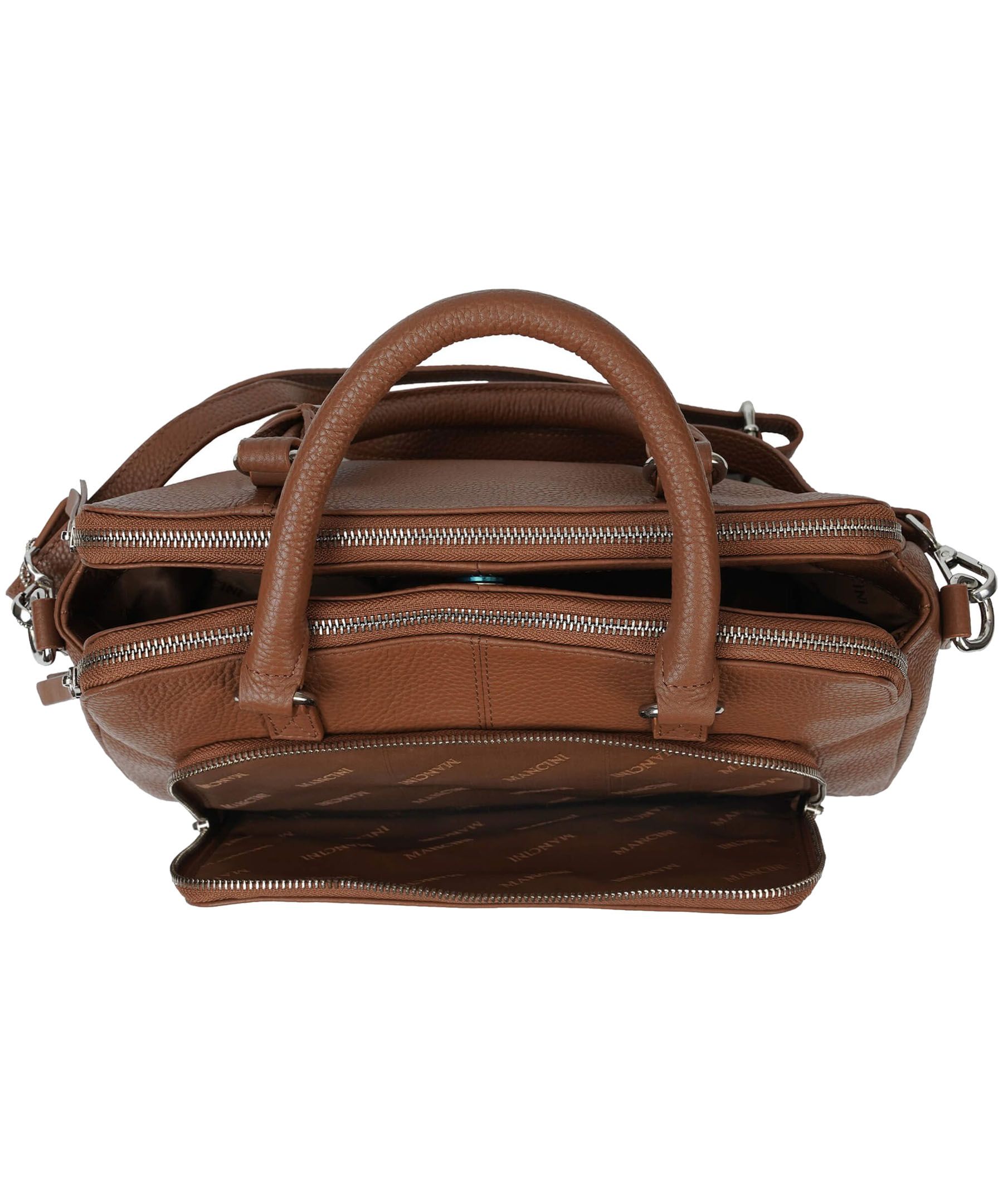 Mancini Leather Goods Women's Pebbled Jennifer Satchel Bag