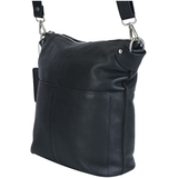 Sac à bandoulière en cuir maroquiné pour femmes, Susan, Mancini Leather Goods Front_Three_Fourths_Angled_Left