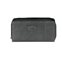 Mancini Leather Goods Unisex Casablanca RFID Secure Double Zipper Wallet Front_Flat