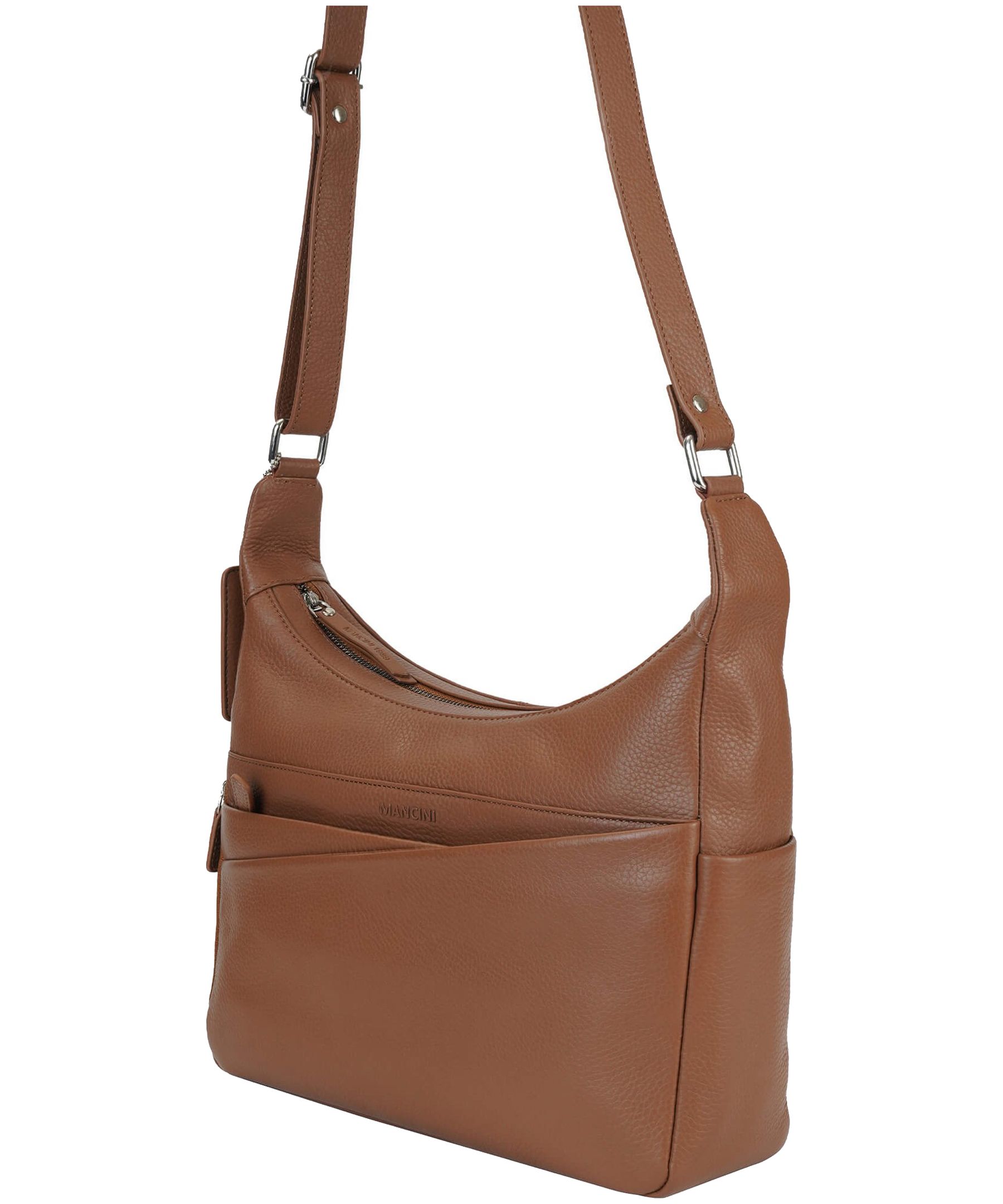 Mancini Leather Goods Women's Pebbled June Crossbody Handbag
