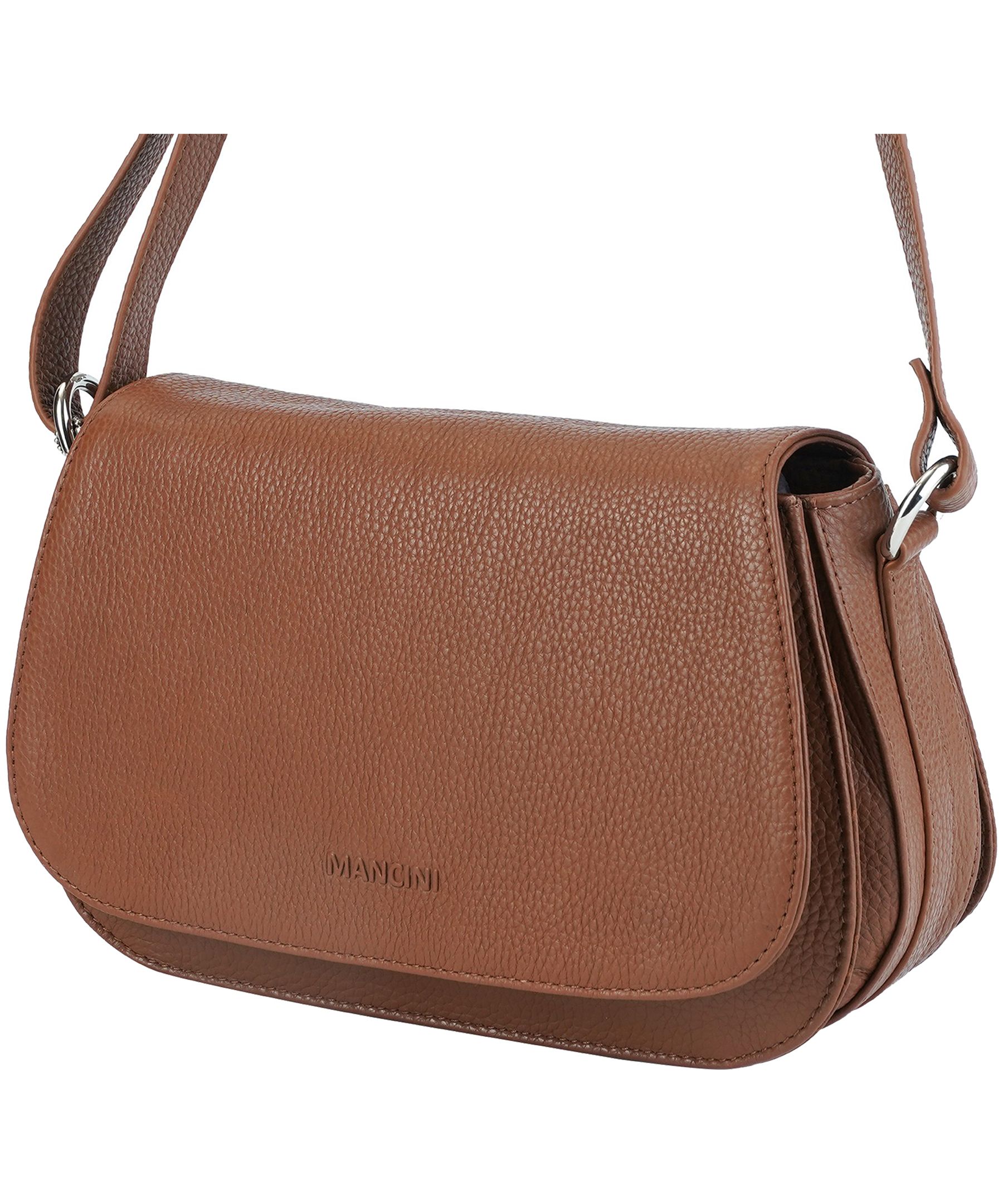 Mancini Leather Goods Women's Pebbled Isabella Crossbody Handbag