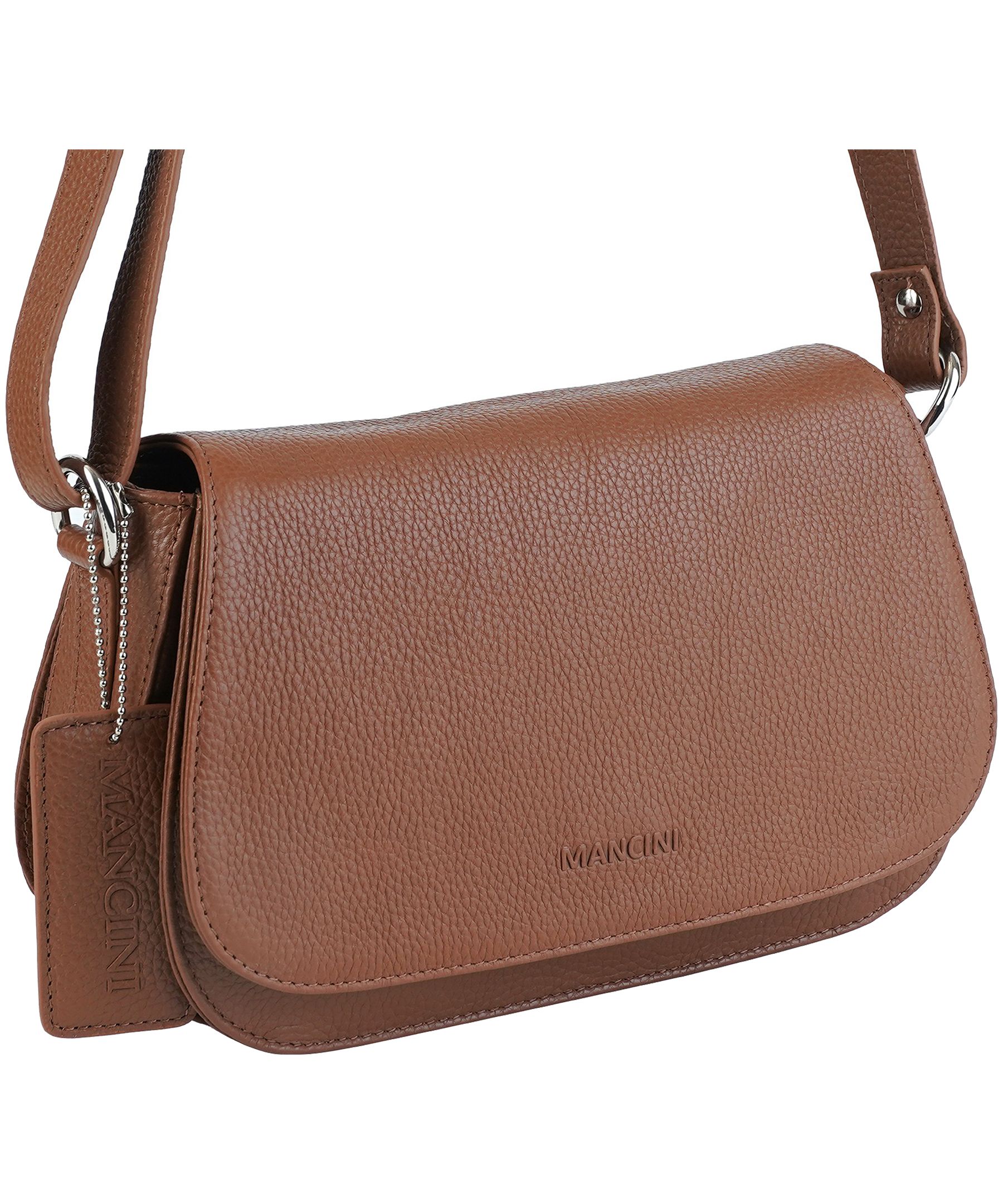 Mancini Leather Goods Women's Pebbled Isabella Crossbody Handbag