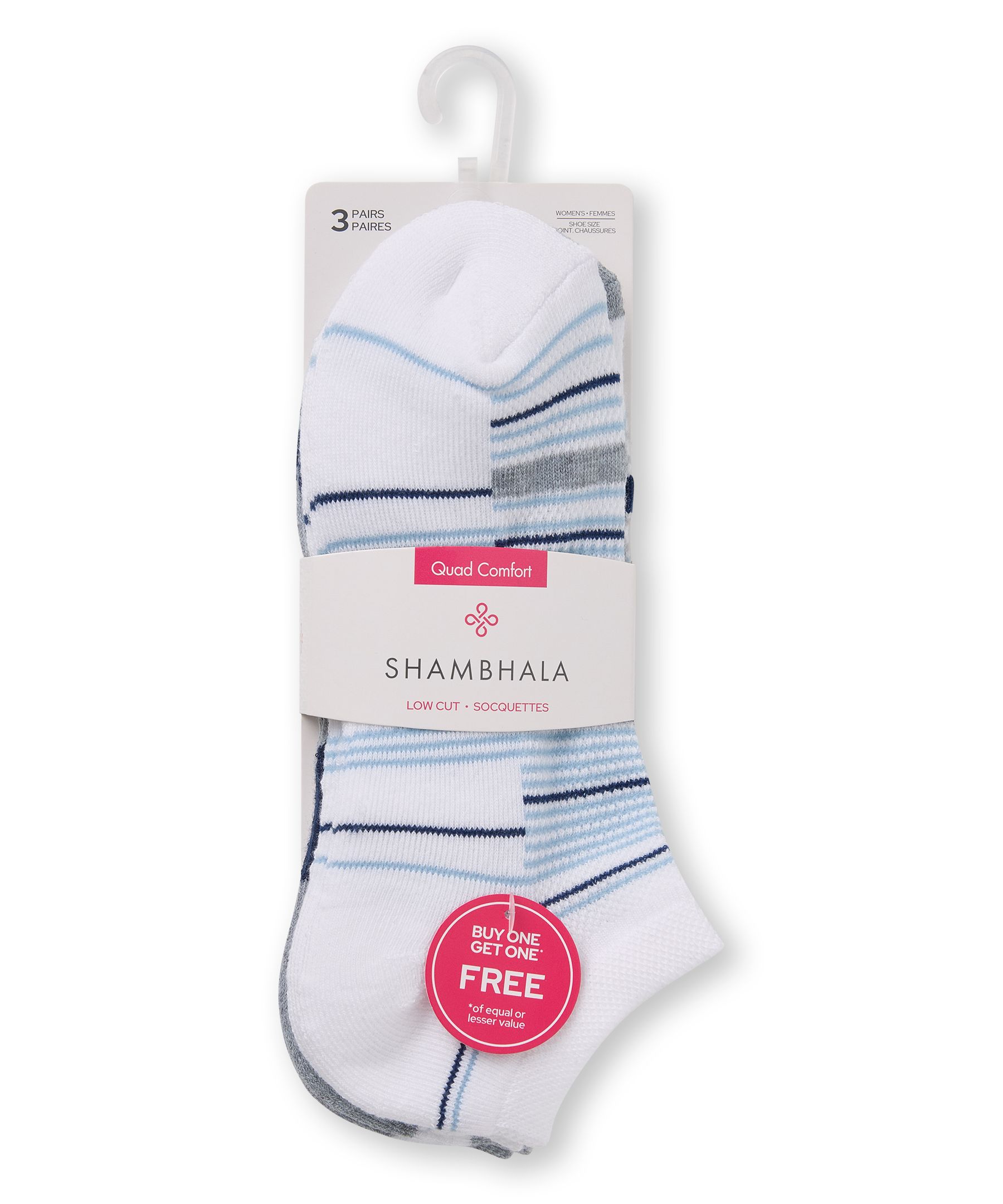 Chaussettes de sport basses pour femmes, Shambhala, paquet de 3&nbsp;paires - 1&nbsp;acheté, 1&nbsp;offert