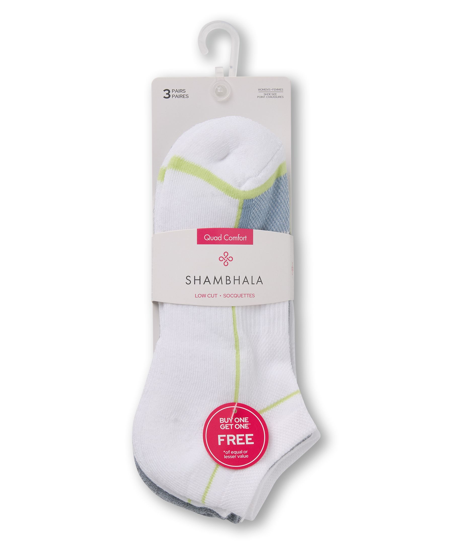 Shambhala Women's 3 Pk BOGO Low Cut Sport Socks