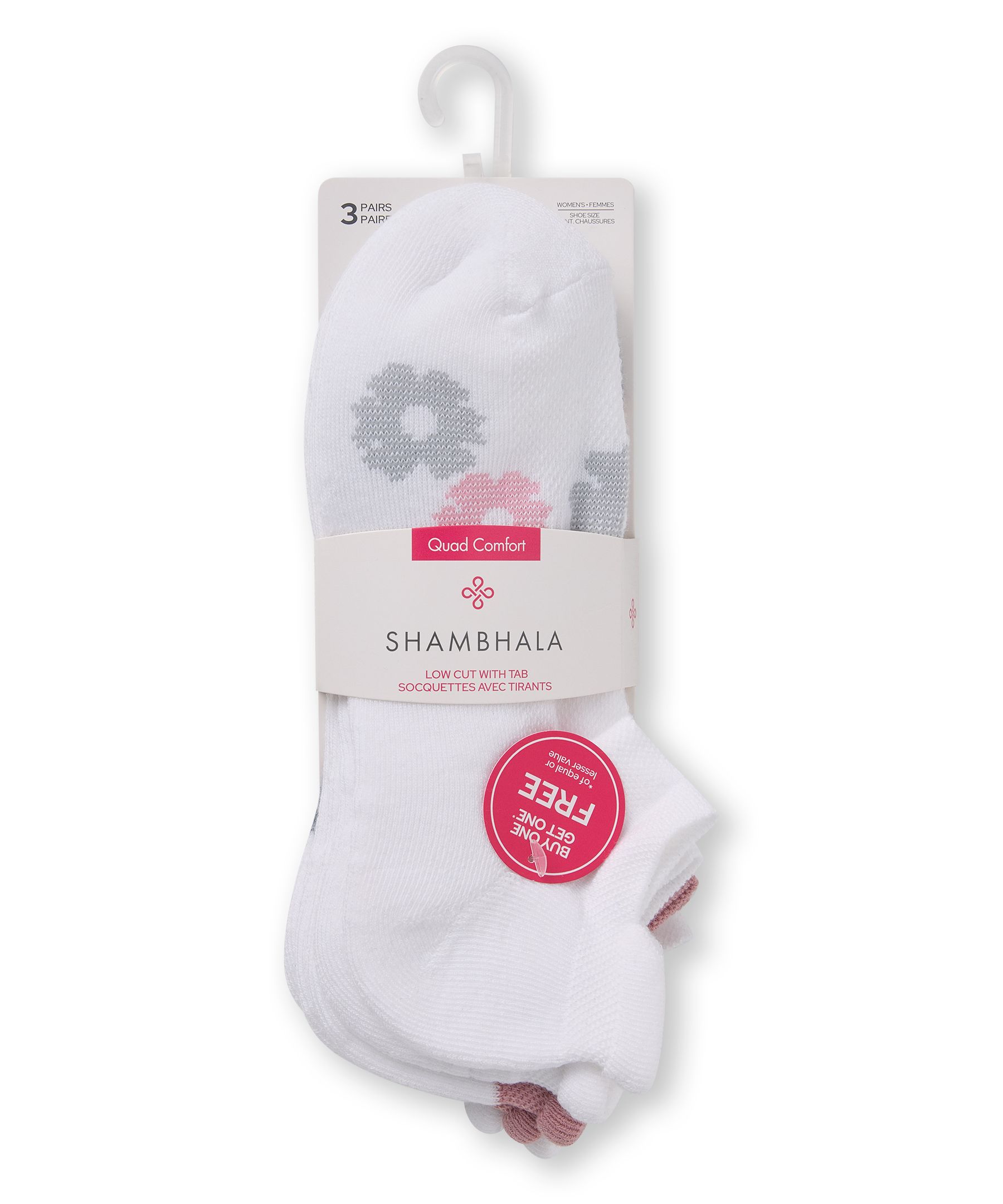Chaussettes de sport avec patte pour femmes, Shambhala, paquet de 3&nbsp;paires - 1&nbsp;acheté, 1&nbsp;offert