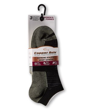 Chaussettes invisibles pour femmes, Extreme Athletic, Copper Sole, paquet de 3 paires