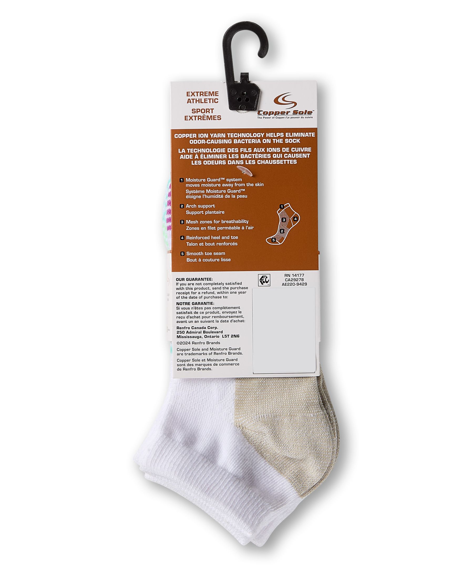 Chaussettes basses pour femmes, Extreme Athletic, Copper Sole, paquet de 3&nbsp;paires