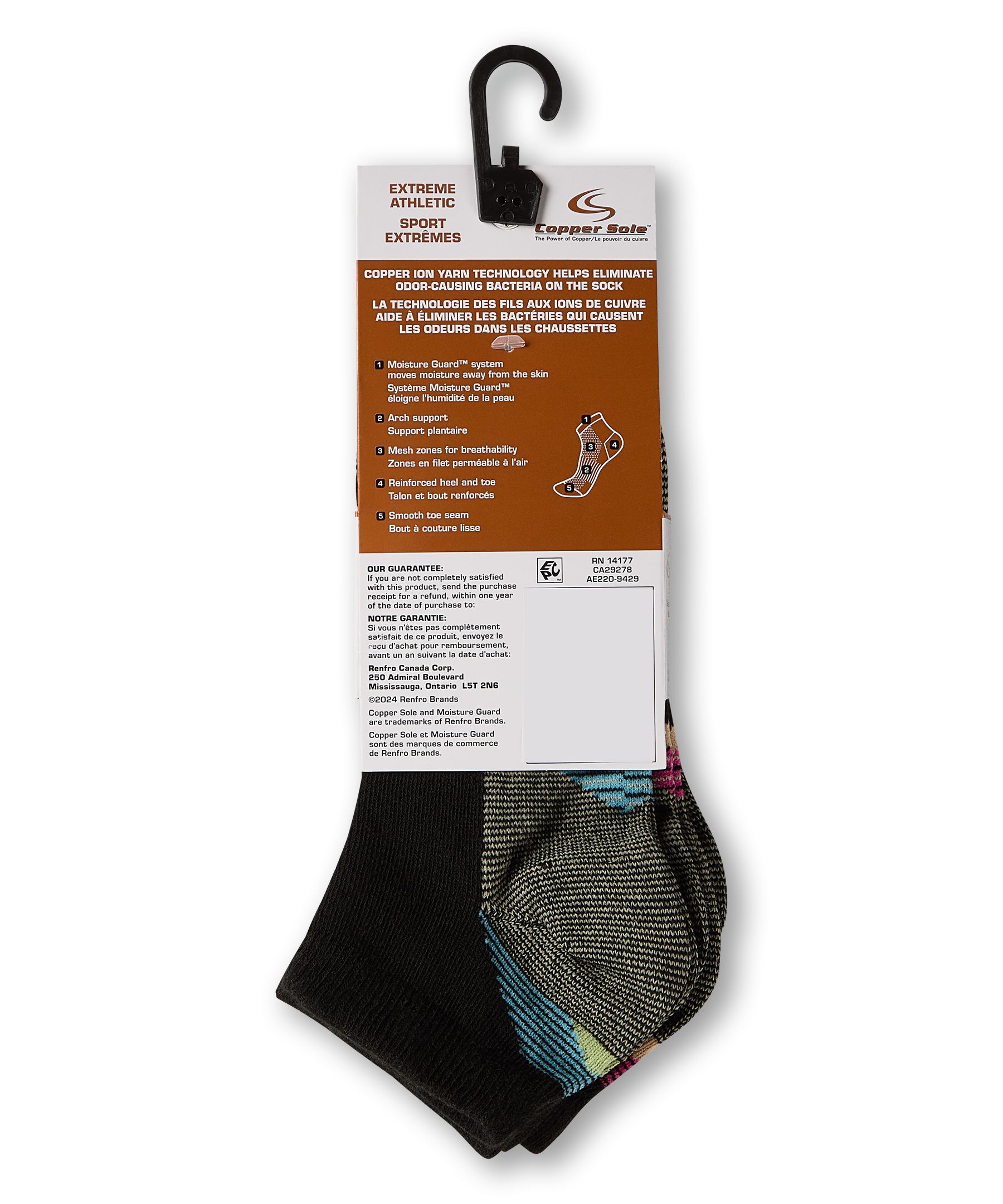 Chaussettes basses pour femmes, Extreme Athletic, Copper Sole, paquet de 3&nbsp;paires