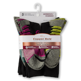 Mi-chaussettes de sport Extreme Athletic pour femmes, Copper Sole, paquet de 5 paires Front_Flat