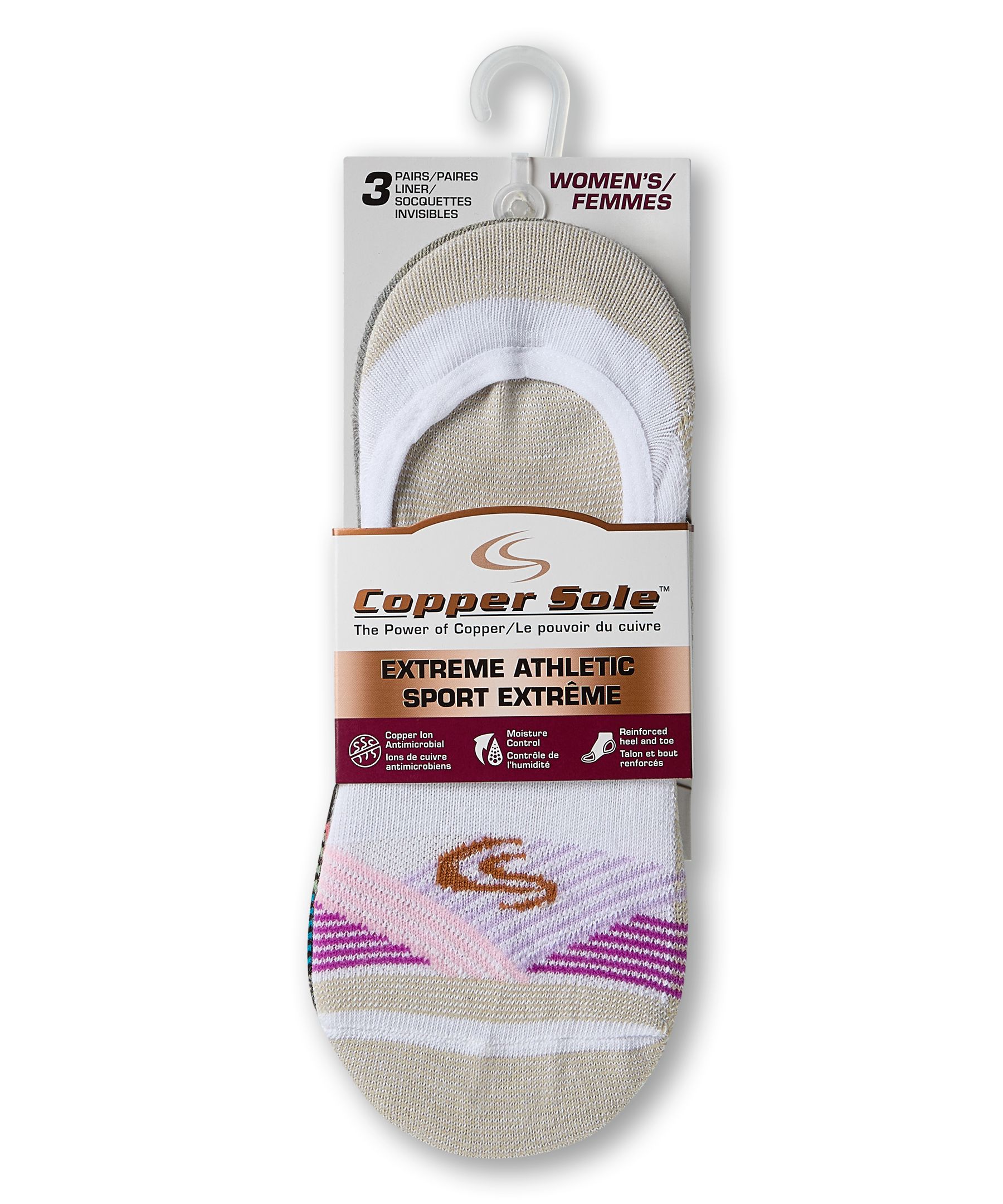 Copper Sole Women's 3 Pk Extreme Athletic Liners