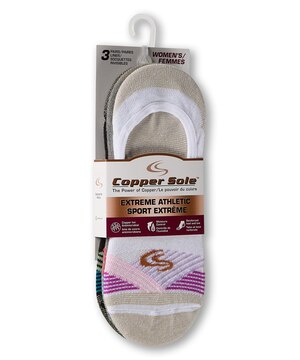 Socquettes pour femmes, Extreme Athletic, Copper Sole, paquet de 3 paires
