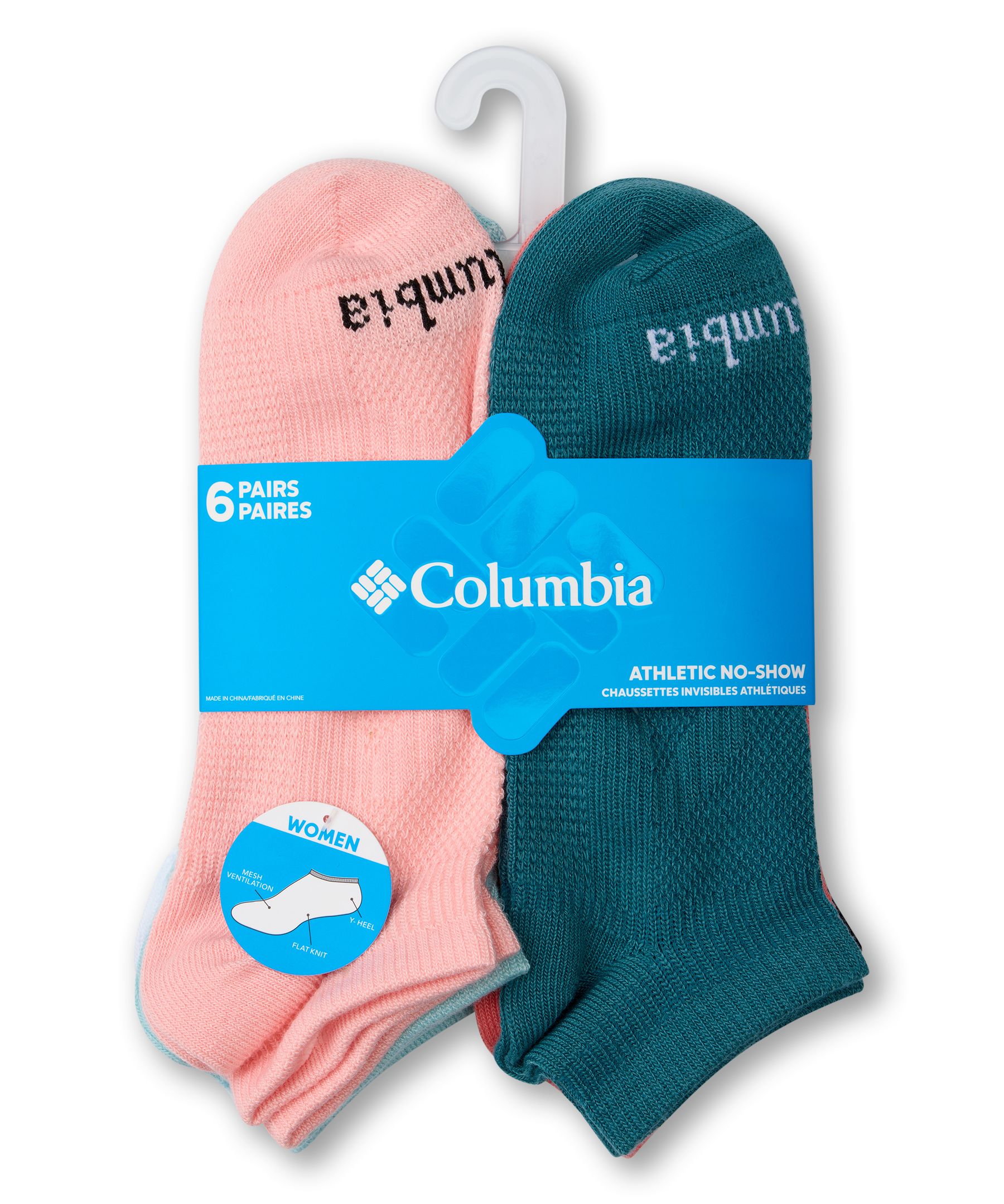 Chaussettes invisibles aux motifs variés pour femmes, Columbia, paquet de six paires