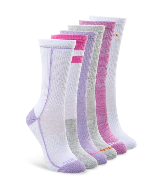 Mi-chaussettes rembourrées pour femmes, Merrell, paquet de 6 paires Front_Angled_Right