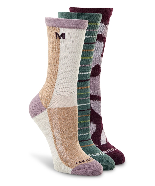 Mi-chaussettes de tous les jours en tissu recyclé pour femmes, Merrell, paquet de 3 paires Front_Angled_Right