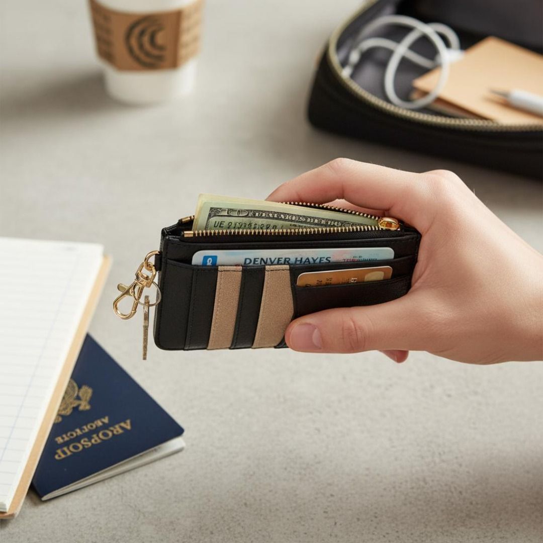 Denver Hayes Card Holder with Zipper and Clip