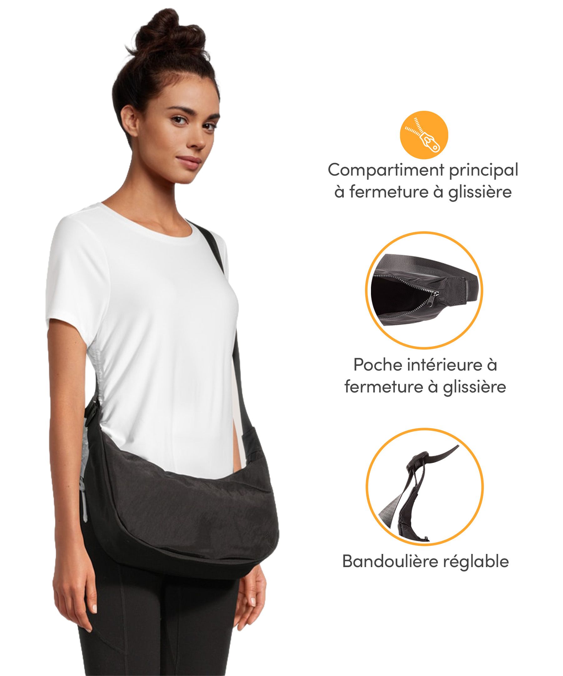 Sac à bandoulière demi-lune pour femmes, Shambhala