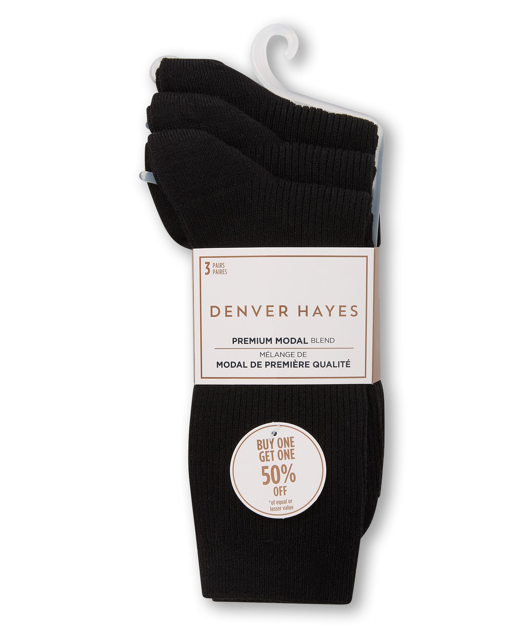 Denver Hayes Women's 3 Pk BOGO Modal Cotton Crew Socks