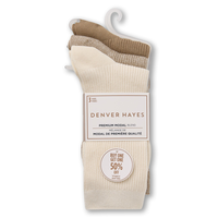 Mi-chaussettes en modal et en coton pour femmes, Denver Hayes, paquet de 3 paires - 1 acheté, 1 offert Front_Flat