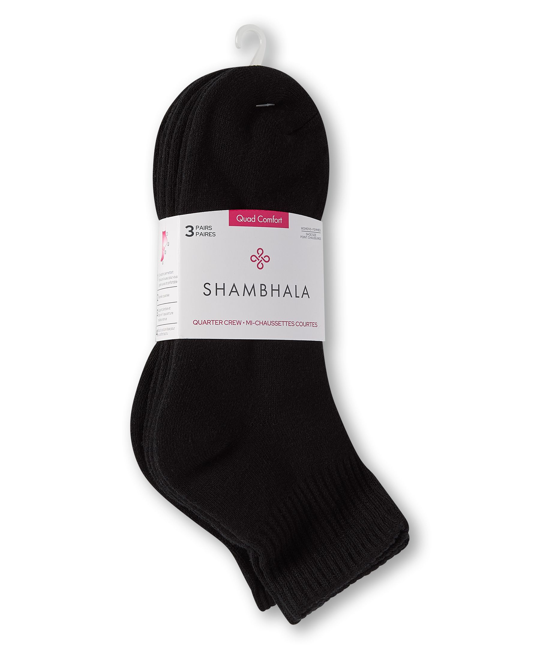 Socquettes mi-hautes Quad Comfort pour femmes, Shambhala, paquet de 3&nbsp;paires