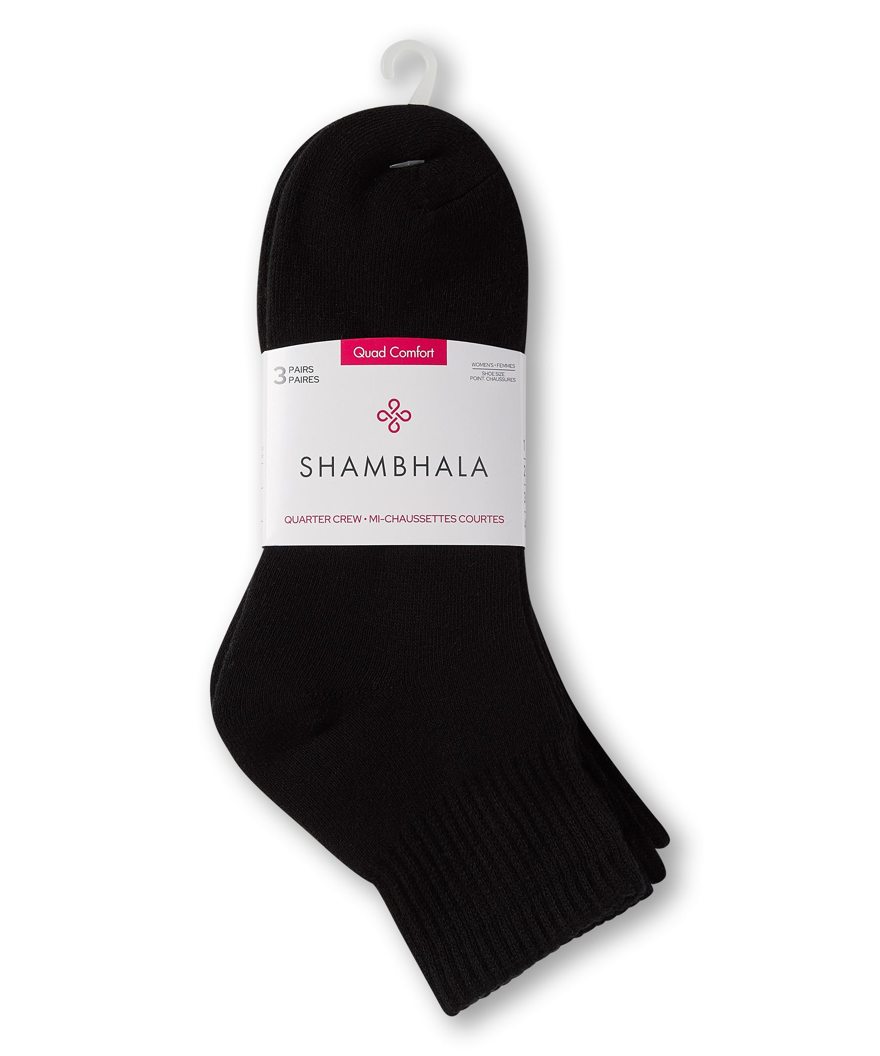 Socquettes mi-hautes Quad Comfort pour femmes, Shambhala, paquet de 3&nbsp;paires