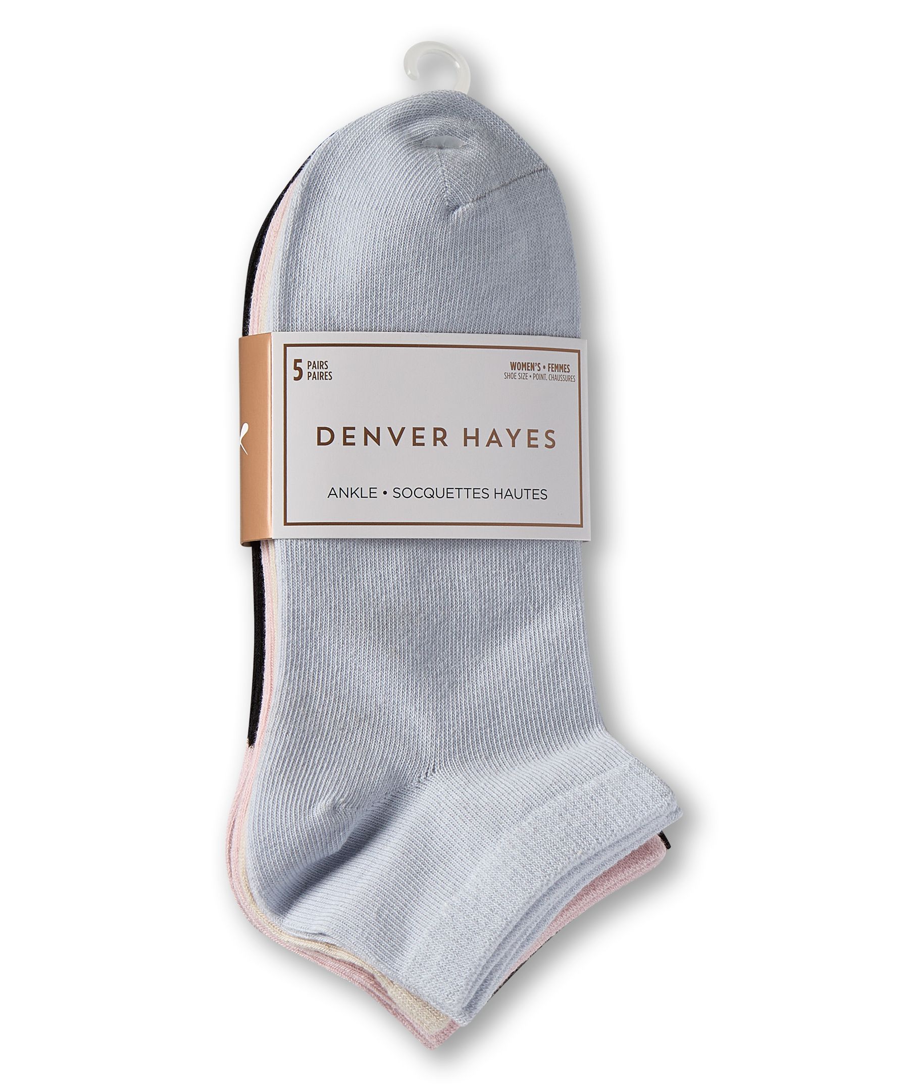 Socquettes à talon et à pointe contrastants pour femmes, Denver Hayes, paquet de 5&nbsp;paires