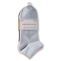 Socquettes à talon et à pointe contrastants pour femmes, Denver Hayes, paquet de 5 paires Front_Flat