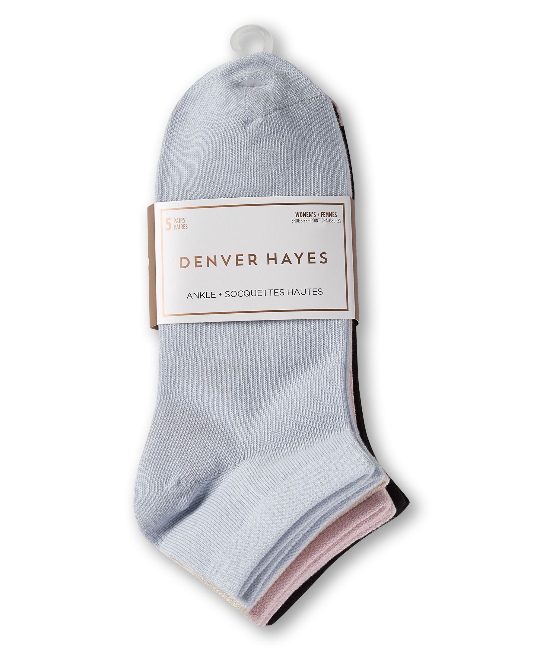 Socquettes à talon et à pointe contrastants pour femmes, Denver Hayes, paquet de 5&nbsp;paires