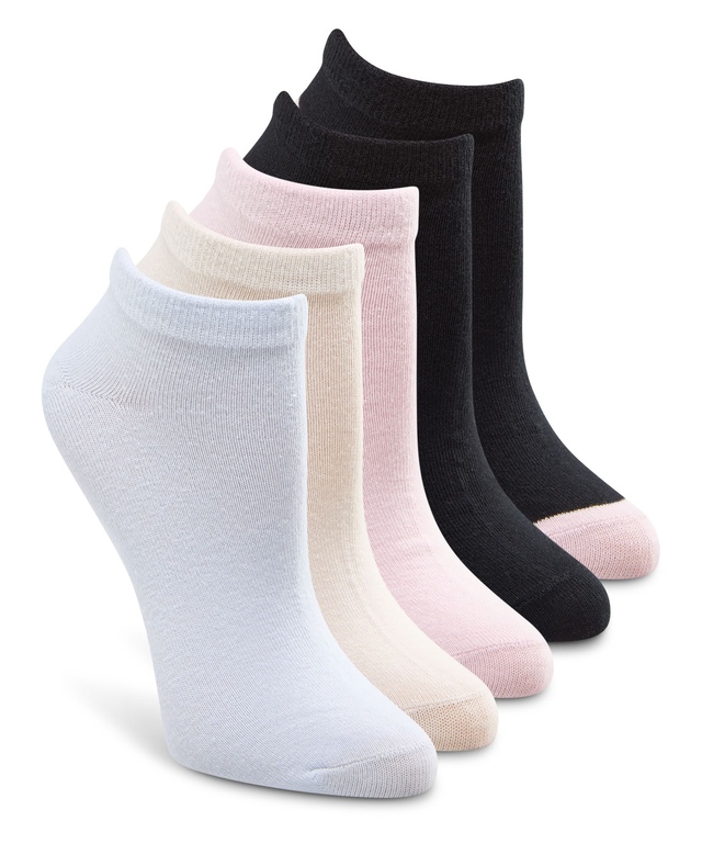 Denver Hayes Women's 5 Pk Contrast Heel Toe Ankle Socks