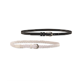 Ceinture en tissu tressé de 18 mm pour femmes, Denver Hayes, paquet de 2 Front_Flat