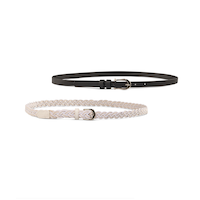 Denver Hayes Women's 18mm Braided Fabric Belt, 2 Pack Front_Flat