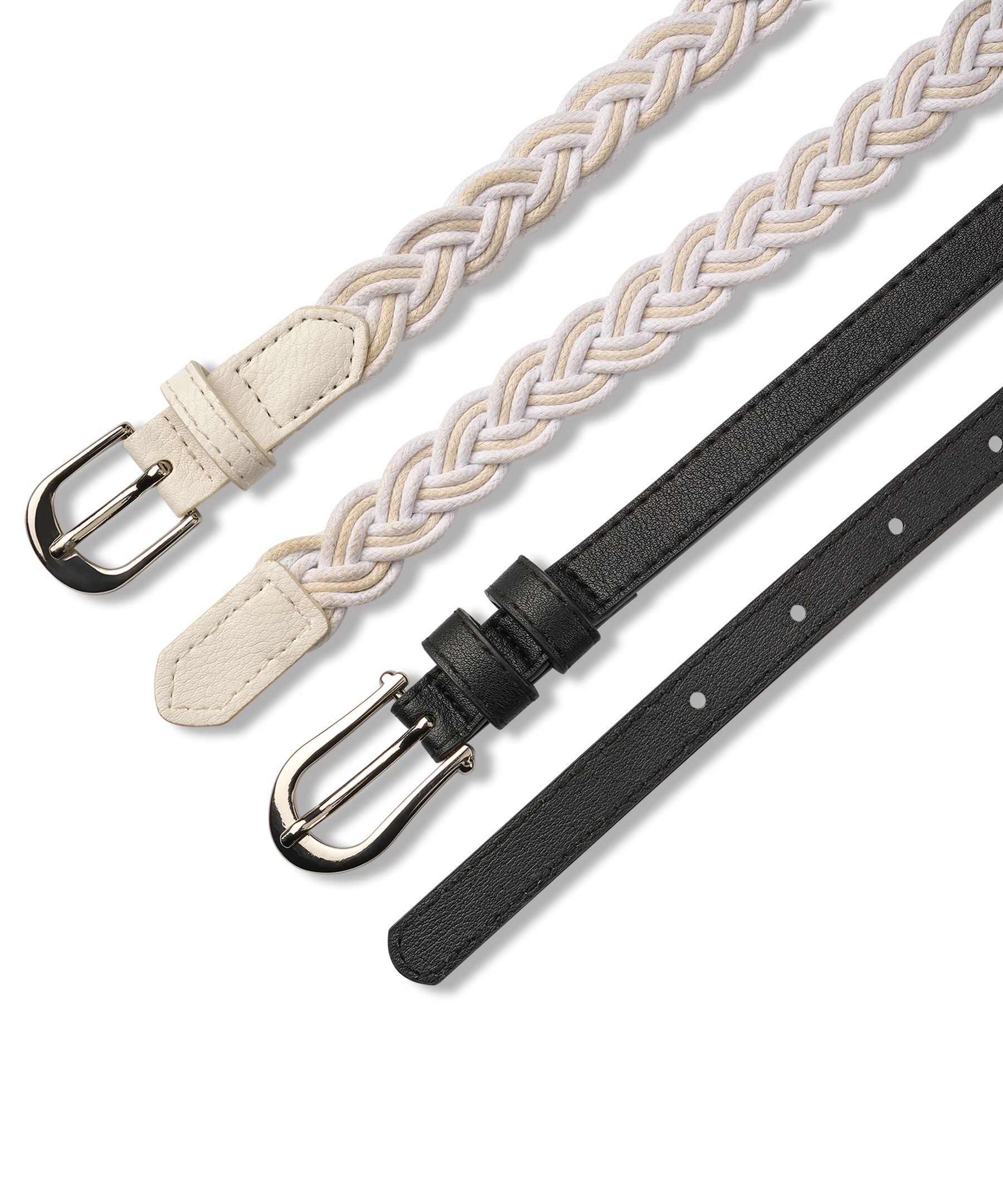 Ceinture en tissu tressé de 18&nbsp;mm pour femmes, Denver Hayes, paquet de 2