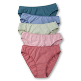 Culotte échancrée extensible en coton pour femmes, Denver Hayes, paquet de 5 Front_Flat