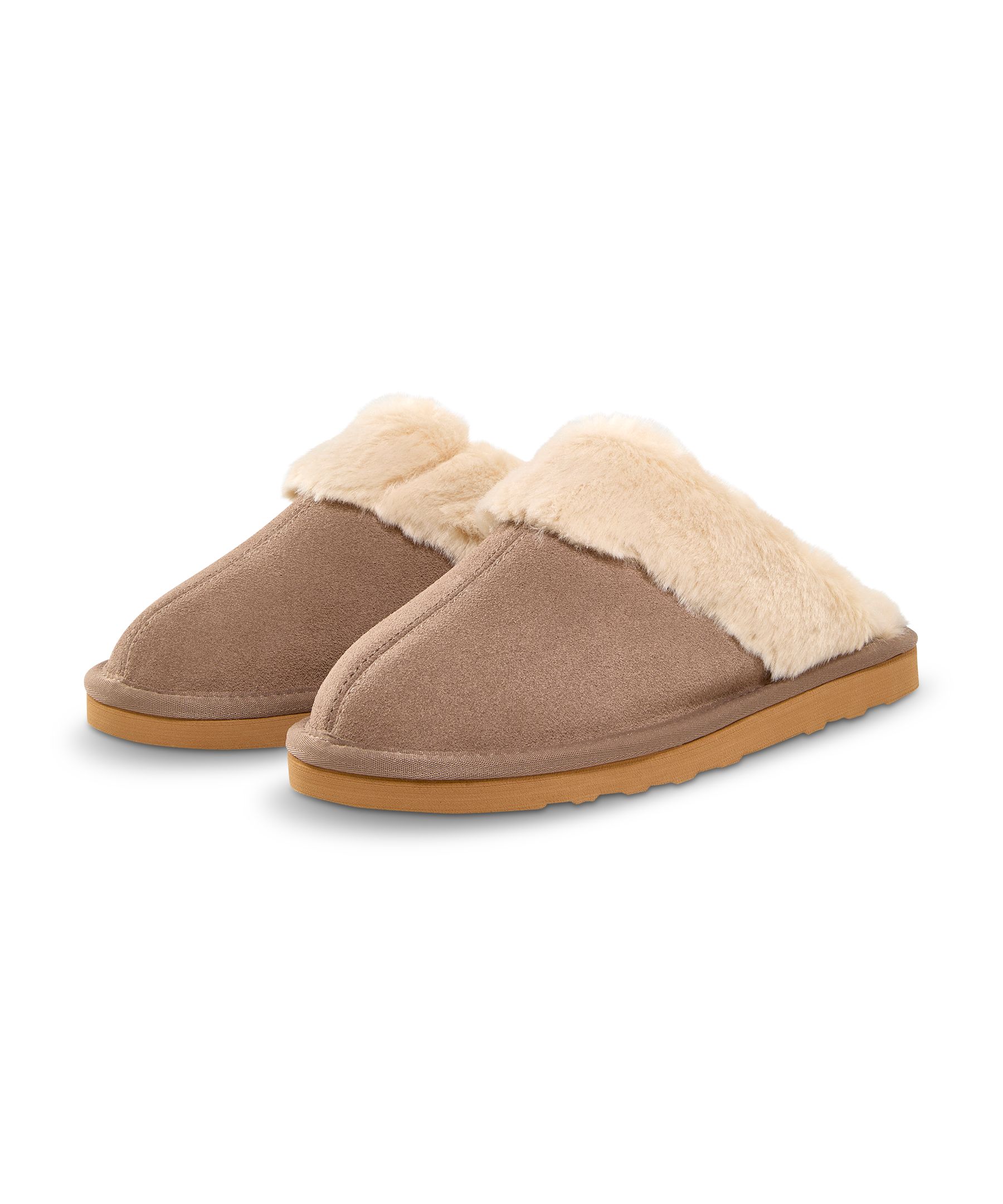 WindRiver Women's Suede Fur Collar Scuff Slippers