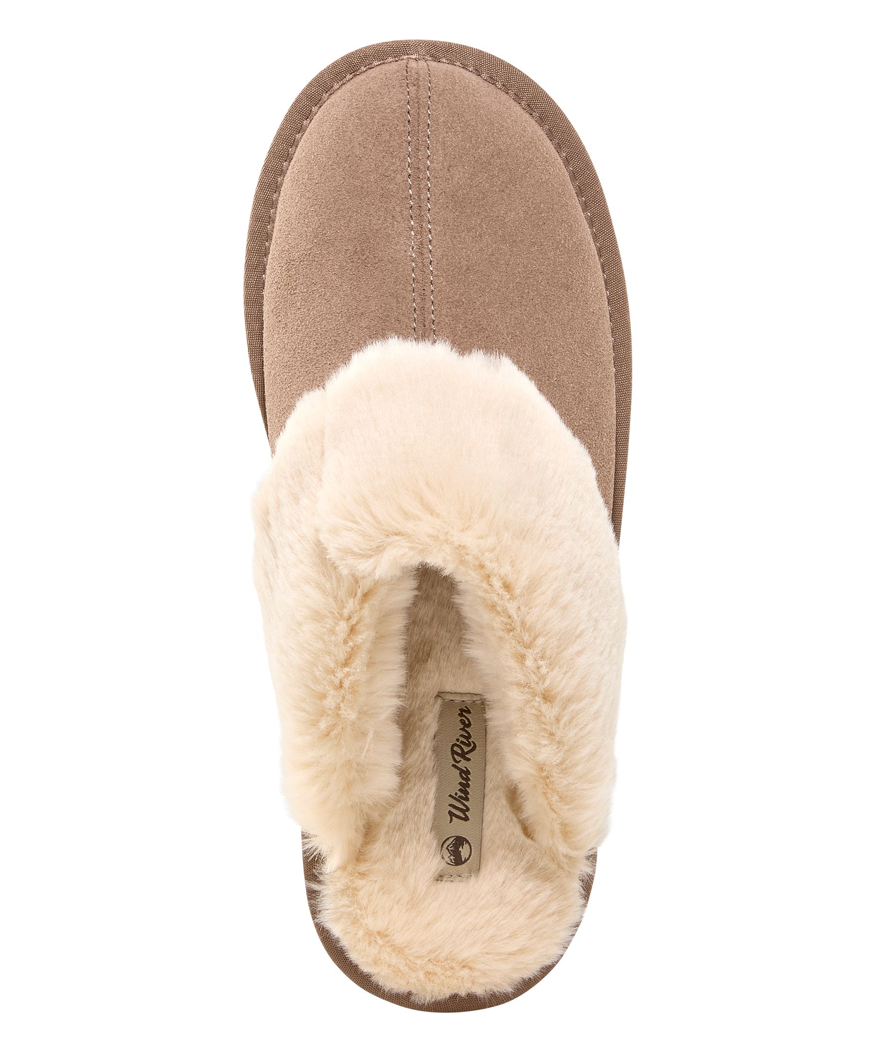WindRiver Women's Suede Fur Collar Scuff Slippers